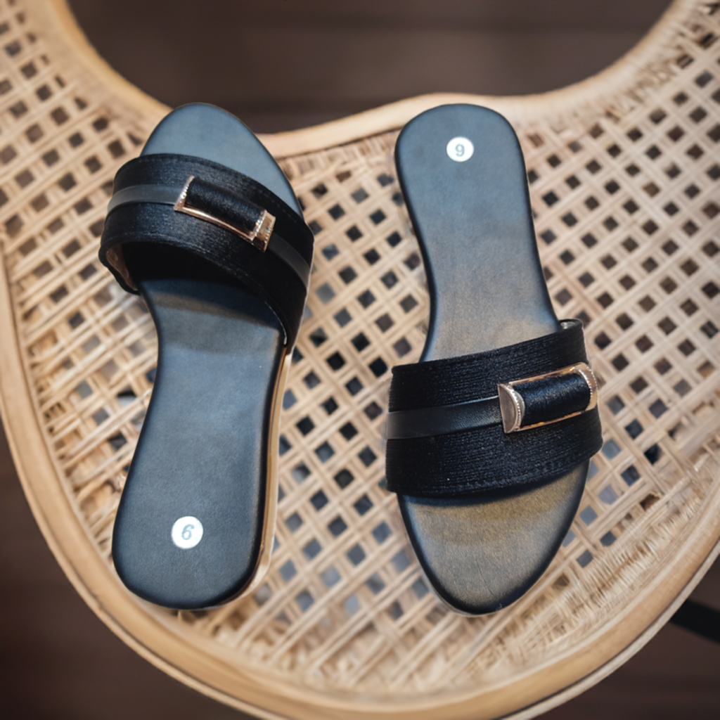 Royal Buckle Flat Slippers