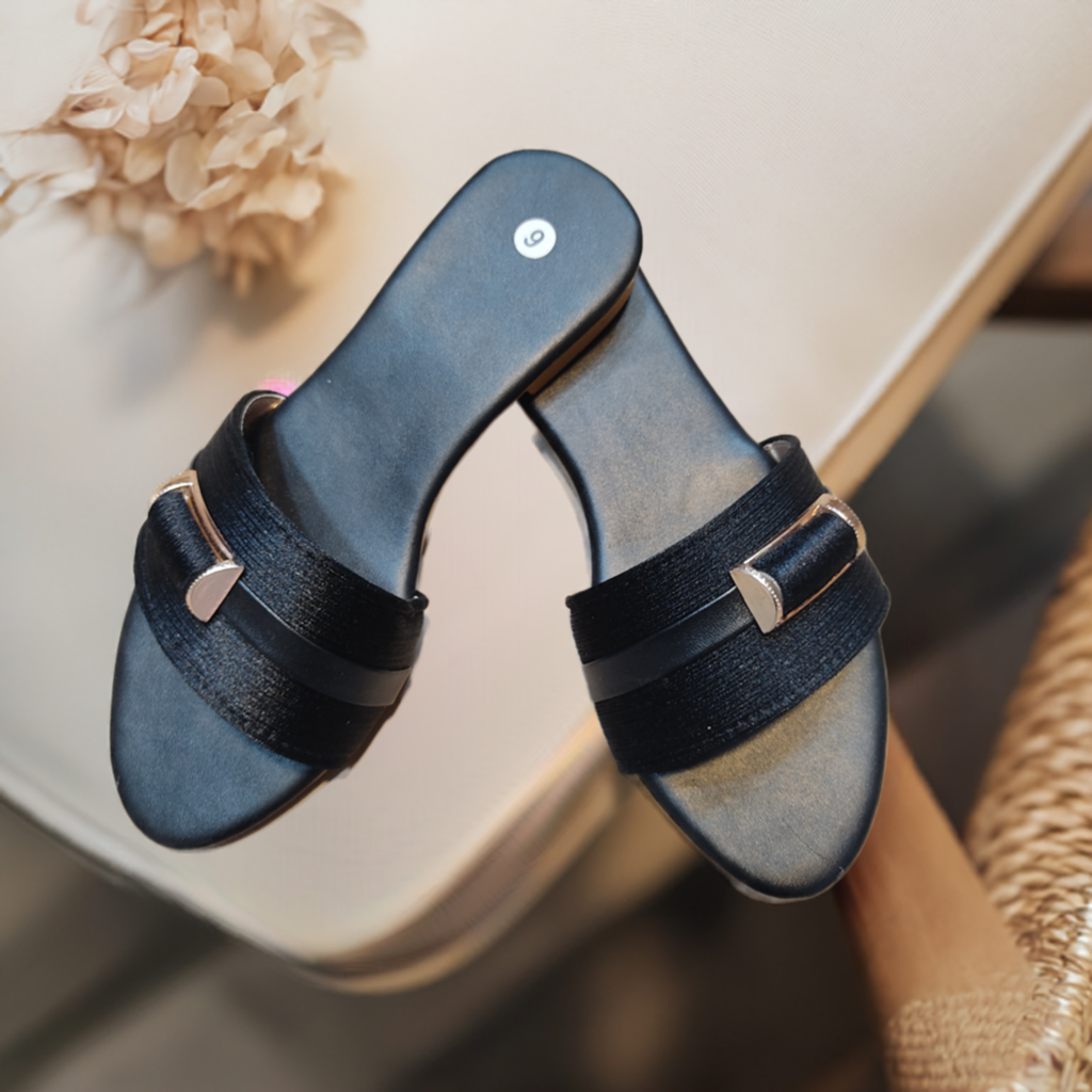 Royal Buckle Flat Slippers