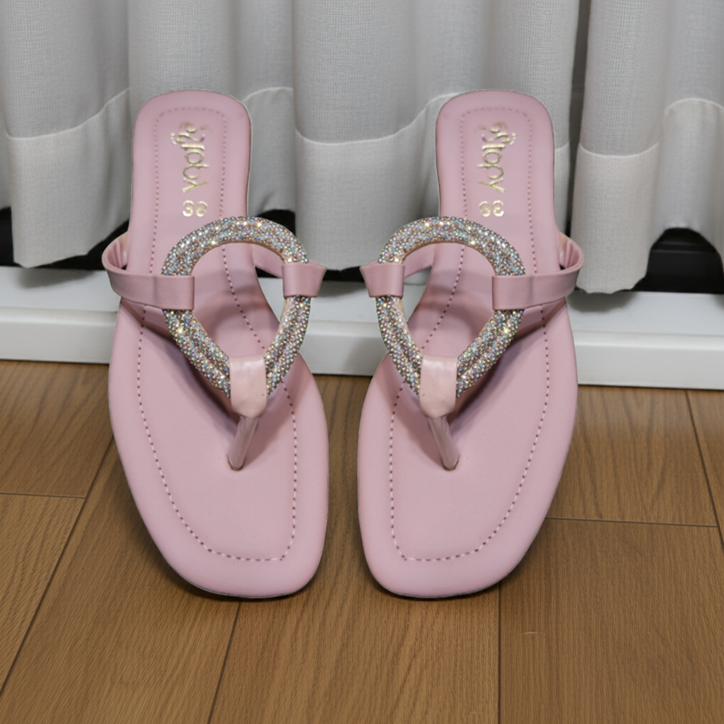 Crystal Ring Flat Slippers