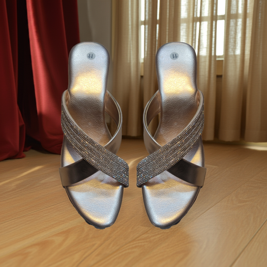 Crystal X Heels Slippers
