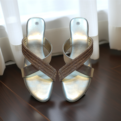 Crystal X Heels Slippers