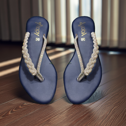 Shiny Twist Flat Slippers