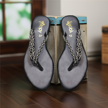 Shiny Twist Flat Slippers