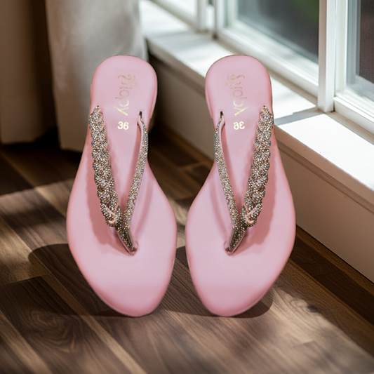 Shiny Twist Flat Slippers