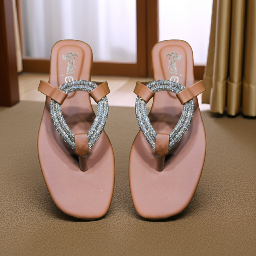 Crystal Ring Flat Slippers