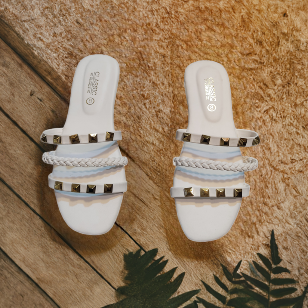 Glam Studded Flat Slippers