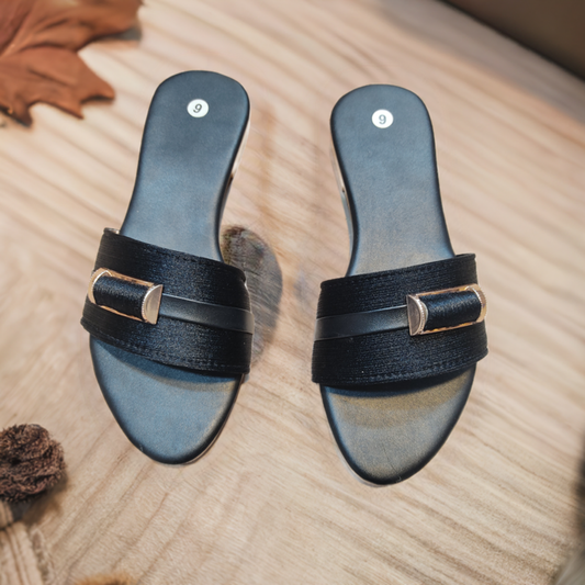 Royal Buckle Flat Slippers