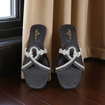 Diamond Drape Flat Slippers