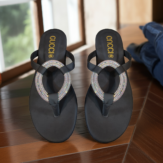 Crystal Ring Flat Slippers