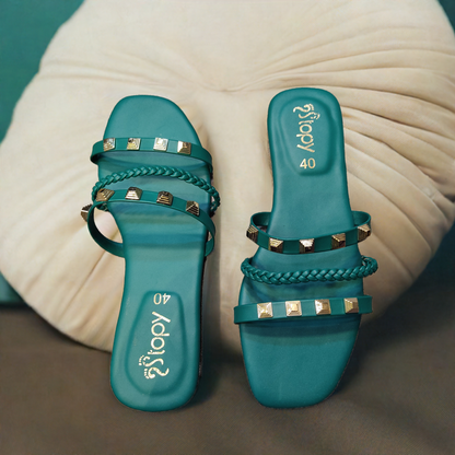 Glam Studded Flat Slippers