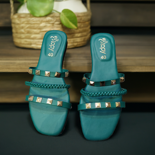 Glam Studded Flat Slippers