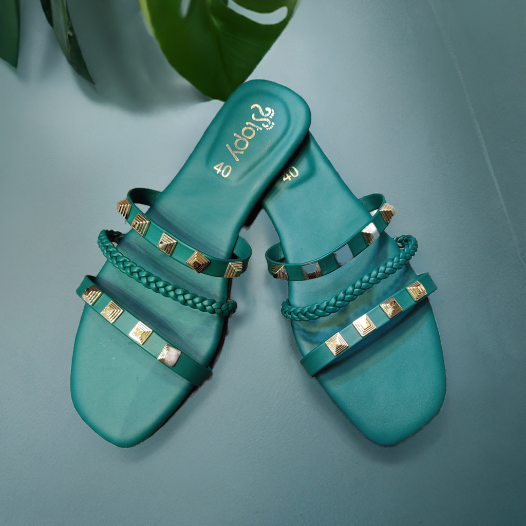 Glam Studded Flat Slippers